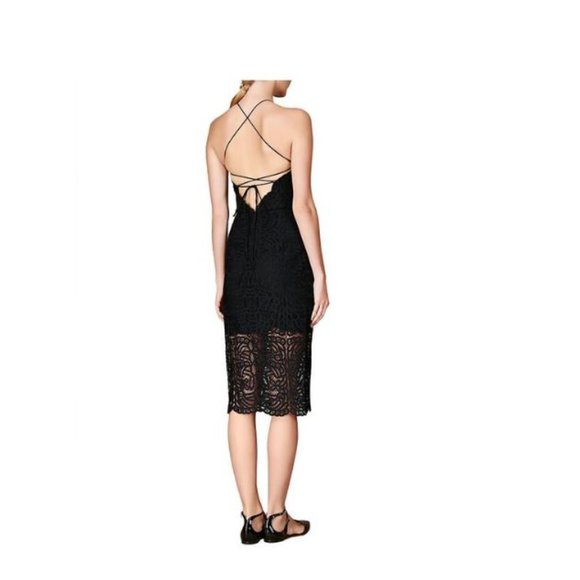 Cynthia Rowley Black Midi Lace Tie Back Halter Dress Size 12 NWT - Picture 2 of 9
